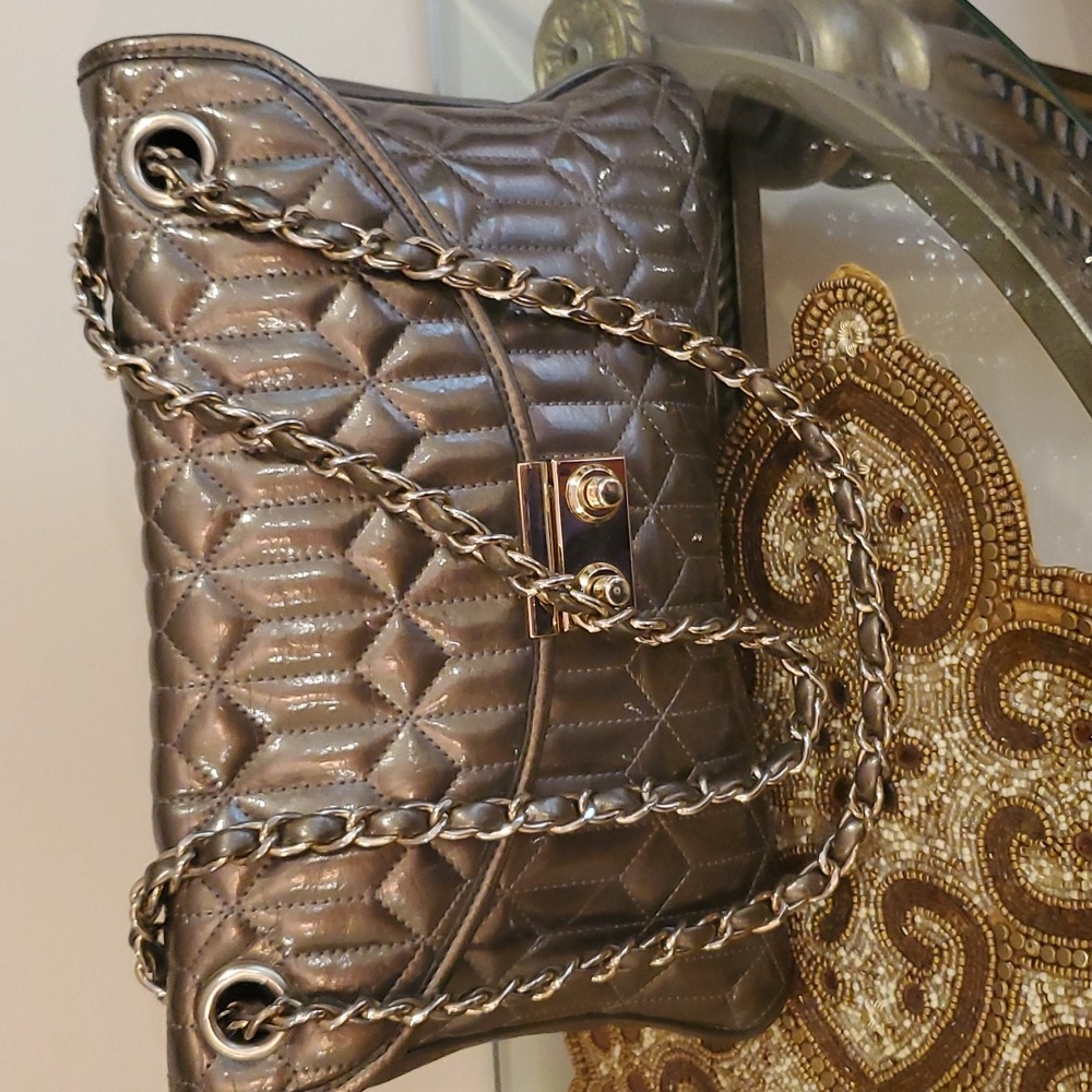 Clutch Pewter Leather Shoulder Bag - Picture 2 of 8